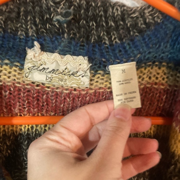 Gimmick Wool Blend Open Front Cardigan Duster Sweater Multicolor Rainbow Knit - Picture 4 of 4